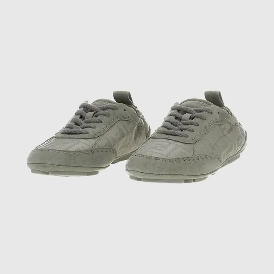 Fendi Fit FF Jacquard Monogram Canvas And Suede Sneakers Grey (7E1842AWCUF1V8N)