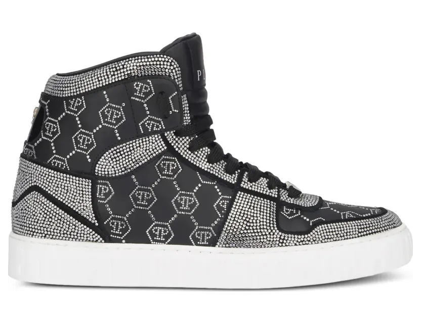 Philipp Plein Carson high-top with monogram and stras – Black (AAESUSC0865PLE022N)