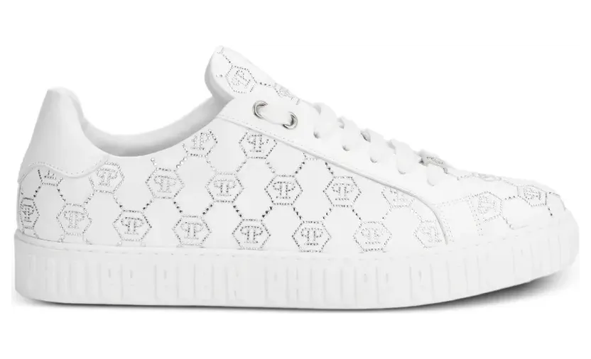 Philipp Plein Carson low-top with monogram and stras – White (M2SAFSUSC0920PLE005N01)
