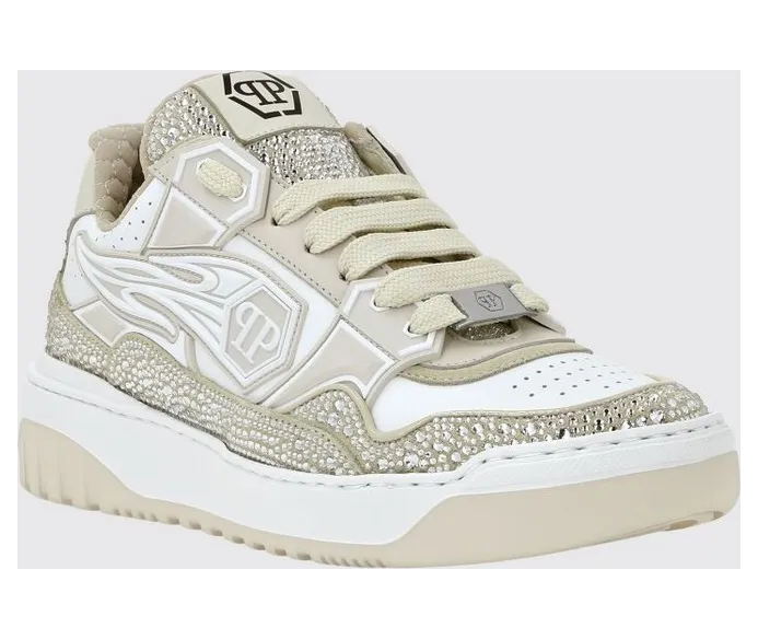 Philipp plein Leather and Rhinestone White 2 (SAESWSC2763PLE010N0106)