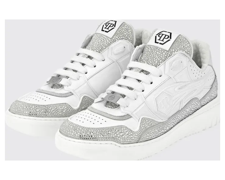 Philipp plein Leather and Rubber Rhinestone White (SAESMSC4015PLE010N01)