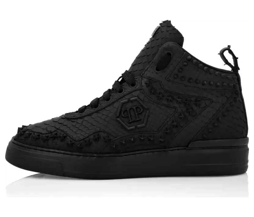 Philipp Plein Leren mid-top with studs – Black (AADSMSC4004PLE029P)