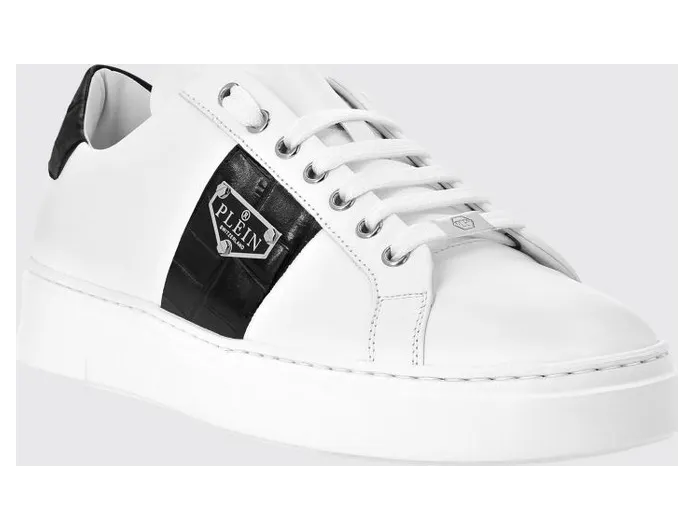 Philipp plein Low-Top in Smooth Leather with Applied Side Logo White (LADSUSC0784PLE075N0102)