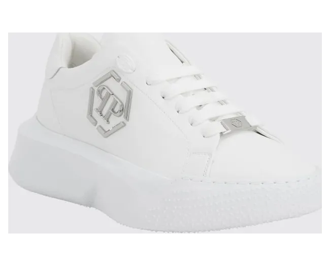 Philipp plein Low-Top Leather with Hexagon Logo and Platform Sole White (UAFSUSC1081PLE010N01)