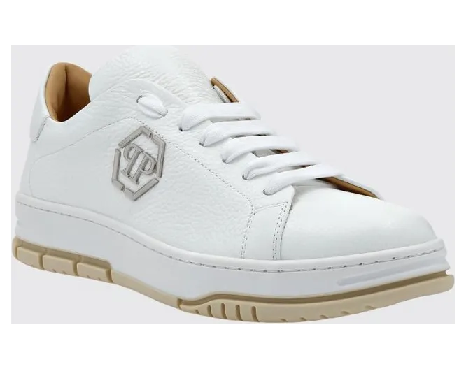 Philipp plein Low-Top Smooth Leather with Hexagon Logo and Monogram White (AACSUSC0514PLE010N01)