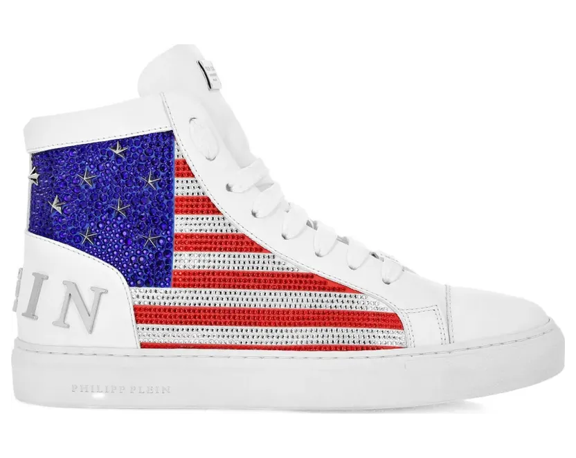 Philipp Plein Mid-top with stervormige studs – White (AAESUSC0860PLE022N)