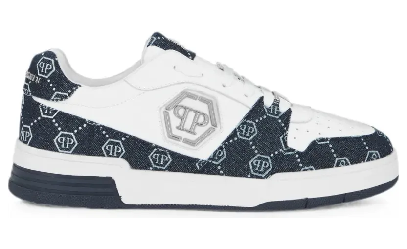 Philipp Plein P-Force denim low-top with monogram – White (UAFSUSC1079PLE005N)