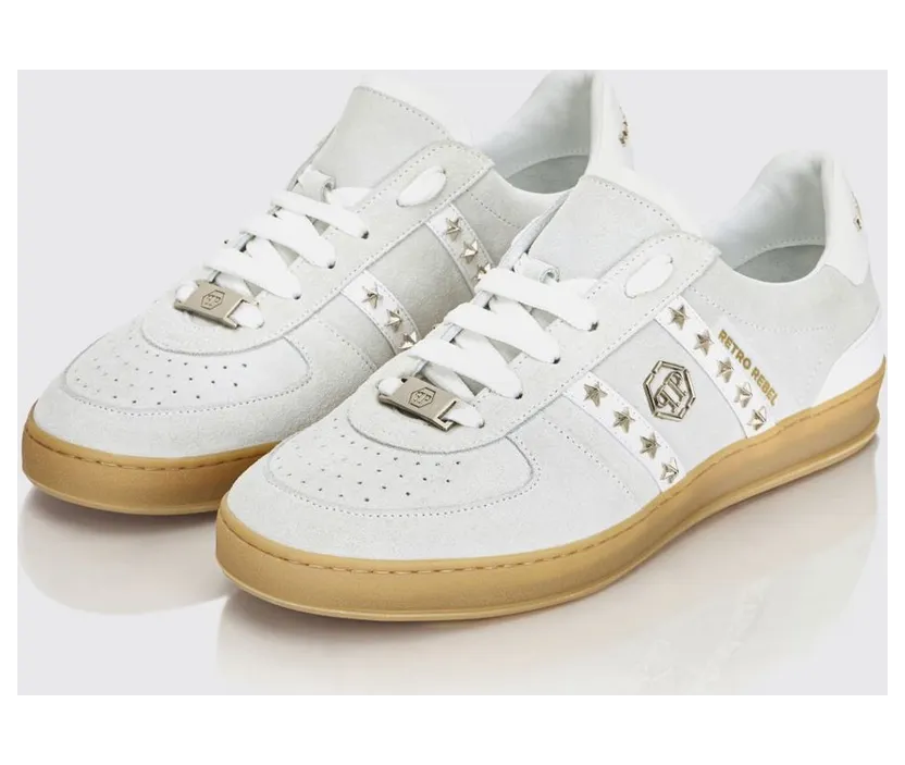 Philipp plein Retro Rebel Suede with Applied Stars White (SAFSUSC0911PLE009N01)