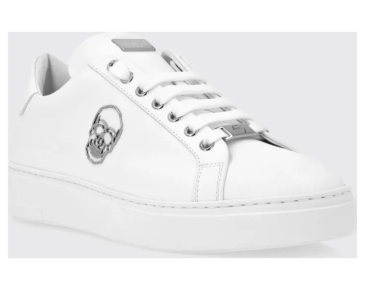 Philipp plein Skull Print Smooth Leather Low-Top White (LADSUSC0789PLE005N01)