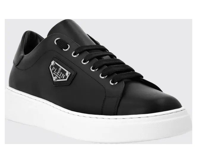 Philipp plein Smooth Leather Low-Top with Applied Side Logo Black (UADSUSC0701PLE075N02)