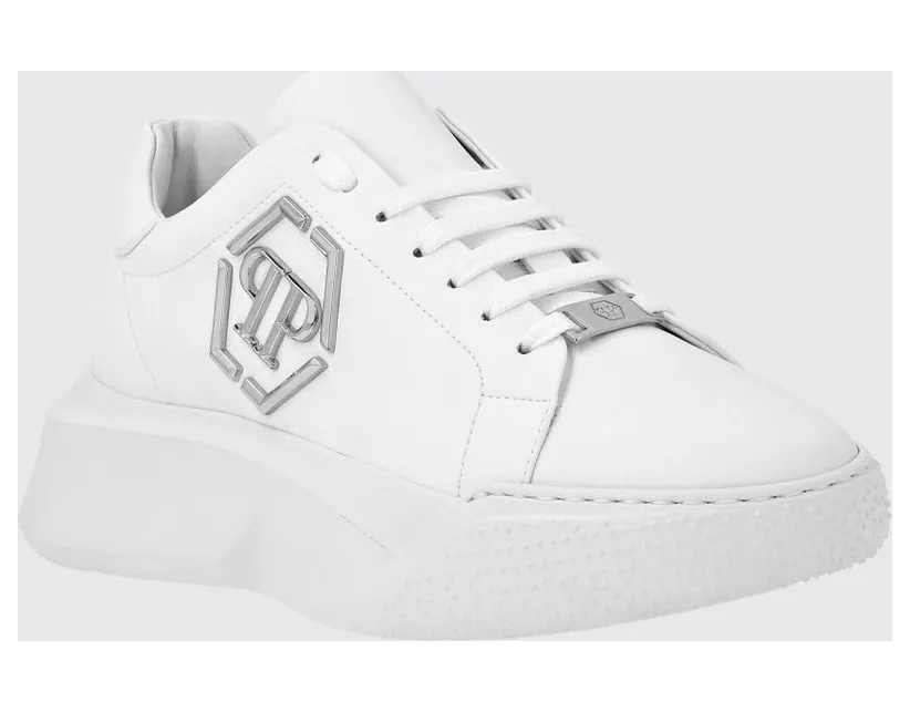 Philipp plein Smooth Leather Low-Top with Monogram and Hexagon Logo White (UABSUSC0348PLE075N01)