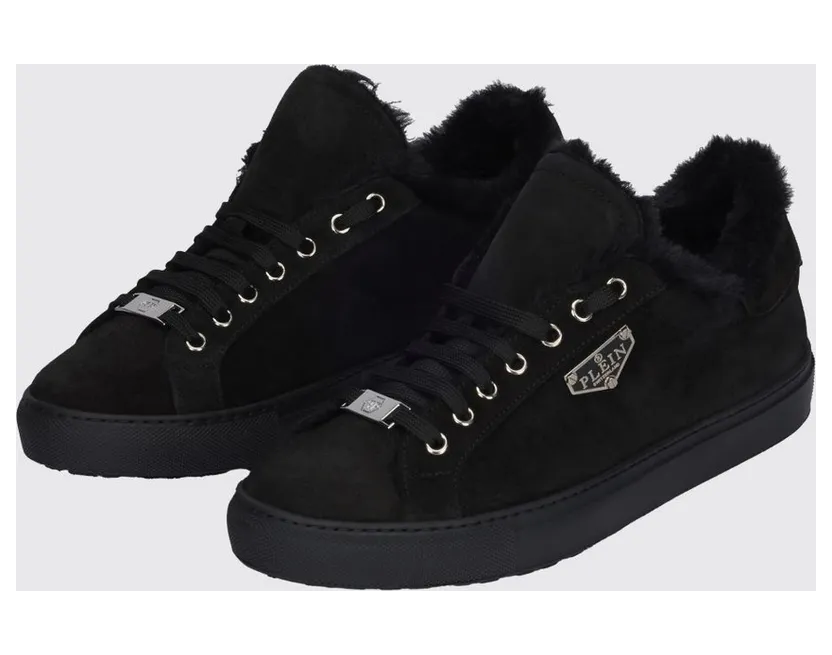 Philipp plein Suede Low-Top with Shearling Lining Black (LADSMSC4069PLE009N02)