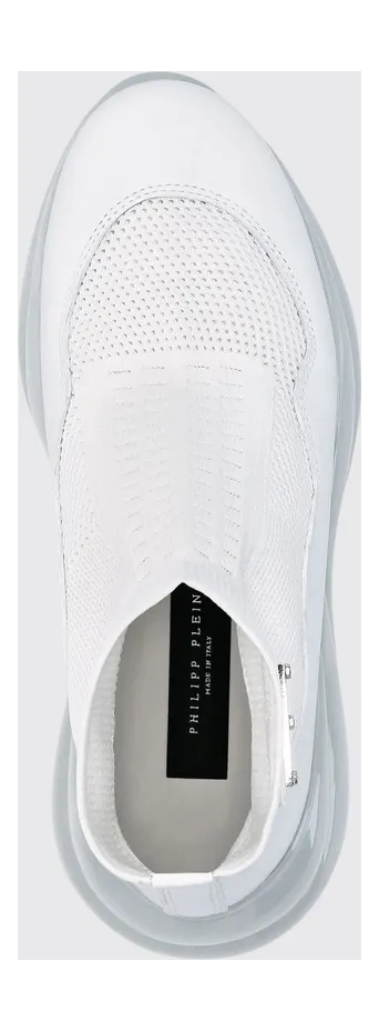 Philipp plein High-Top Slip-On Knit Sneakers in Stretch Viscose with a Chunky Sole White (AAASWSC2293PTE120N01) (2)