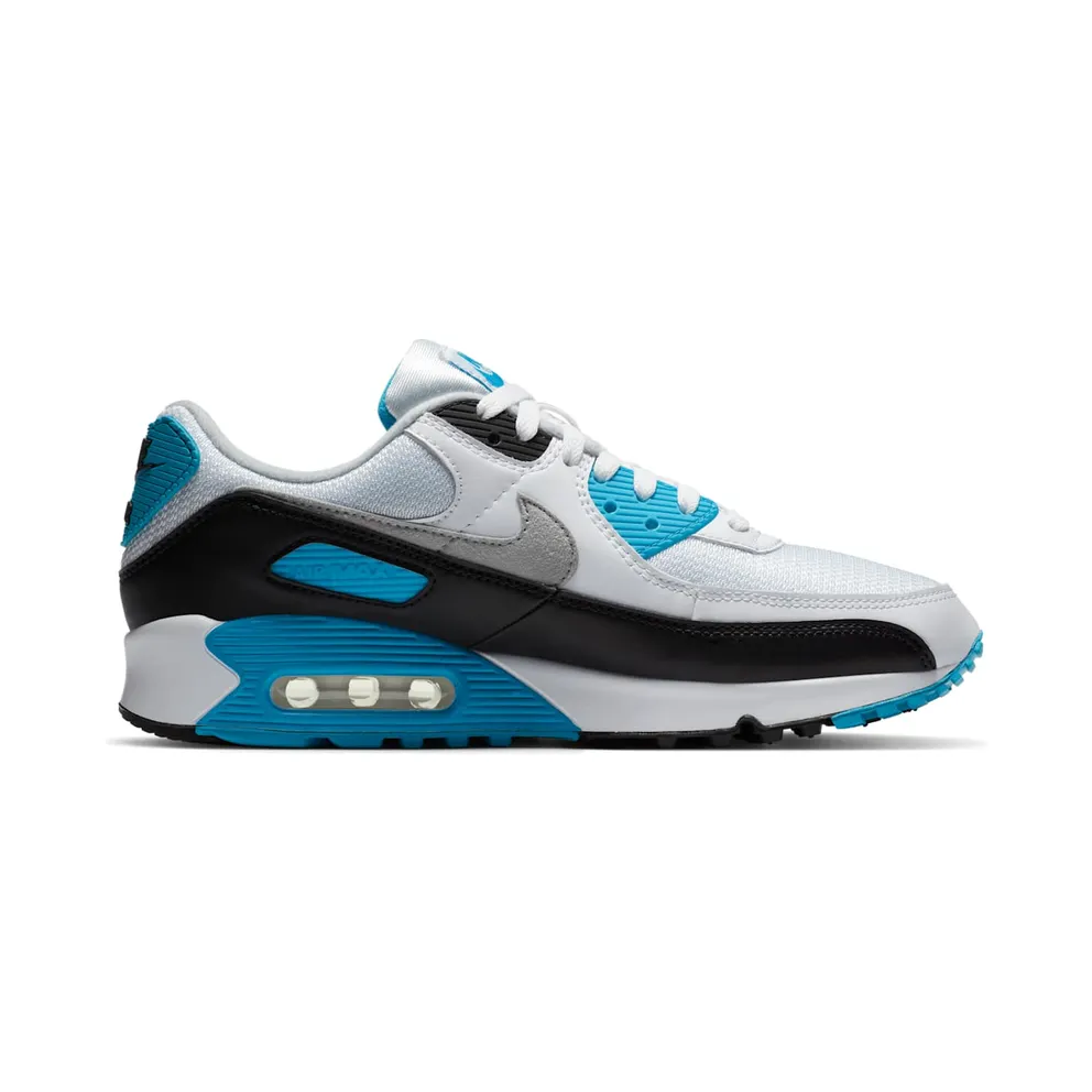 Nike Air Max 90 Laser Blue (2020) White/Black-Grey Fog-Laser Blue (CJ6779-100)