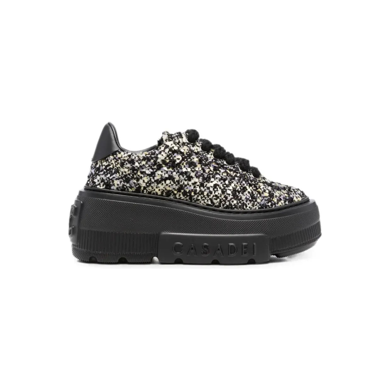Casadei Bouclé gebreide met plateauzool “Black” (2X127C070NC3093)