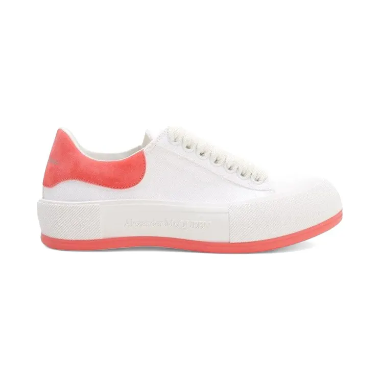 Alexander McQueen Deck Skate Plimsoll Lace-Up White Coral (654593 W4MV7 9097)