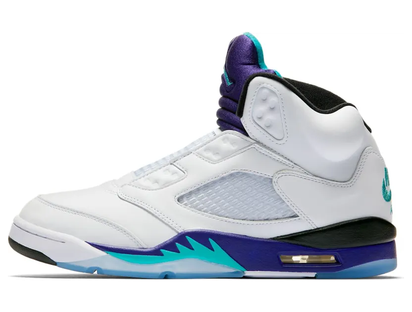 Jordan 5 Retro Grape Fresh Prince “White / Grape Ice / Black / New Emerald” (AV3919-135)