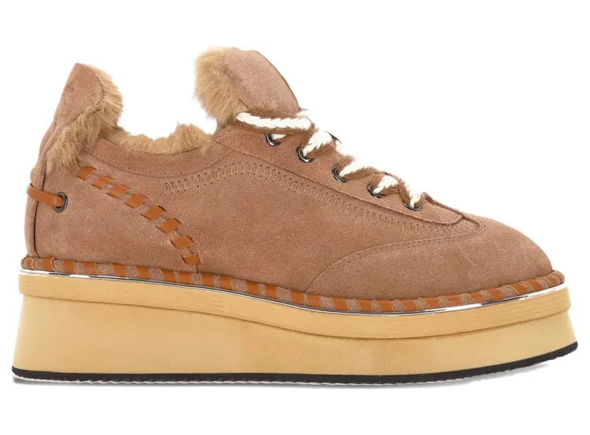 Elvio Zanon Panto Snow met plateauzool van imitatiebont “Brown” (EC0303XNOC)