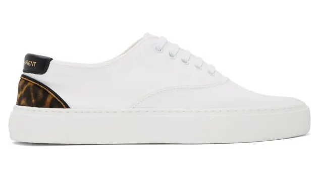 Saint Laurent White Leopard Venice Sneakers (603496GUZ70)