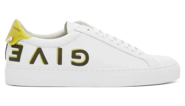 Givenchy White and Yellow Reverse Logo Urban Street Sneakers (BH001DH0Q5)