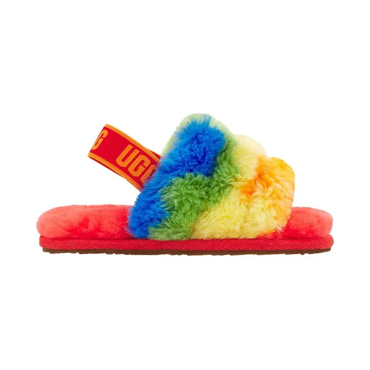 UGG Fluff Yeah Slide Rainbow Stripes (1119841T-RSTR)