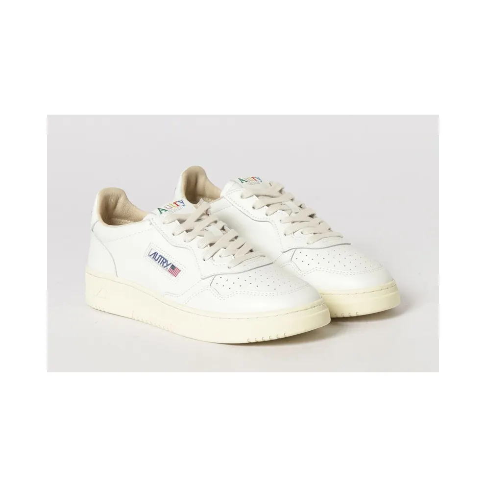 Autry Medalist Low Two-Tone Calfskin and Suede Trainers Beige (AULMBG01)