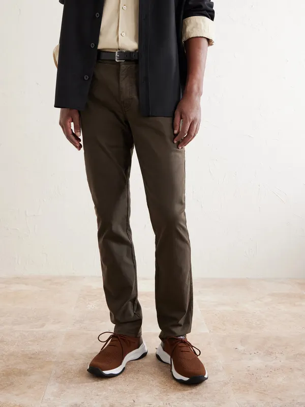 Berluti Shadow Leather-Trimmed Stretch-Knit Brown (S6610-001)
