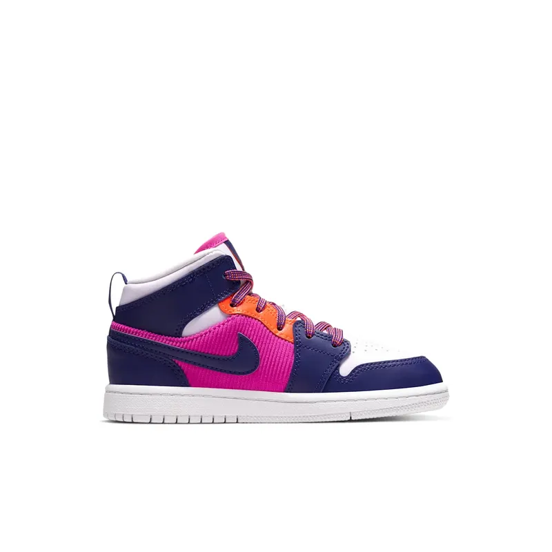 Jordan 1 Mid Fire Pink Barely Grape (PS) Fire Pink/Barely Grape-Hyper Crimson-Regency Purple (640737-602)