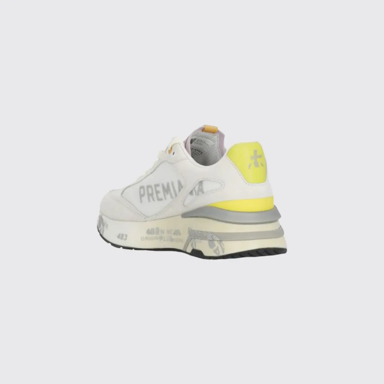 Premiata Moerund Laminated Leather and Mesh Sneakers Ivory (MOERUND8303) (2)