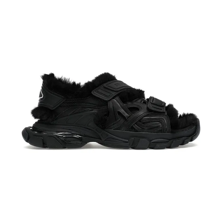 Balenciaga Track Sandal Fake Fur Black (668560W3CQ31000)