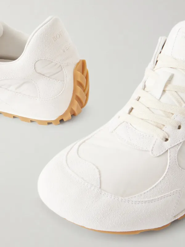 Bottega Veneta Orbit Flash Suede and Leather-Trimmed Shell Sneakers White (867926V65C0) (5)