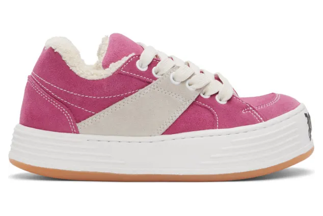 Palm Angels Pink Suede Snow Low Top Sneakers (PWIA034F20LEA0013001)