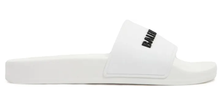 Balenciaga Pool Slides White Black 3D Logo (W) (565547 W1S83 9034)