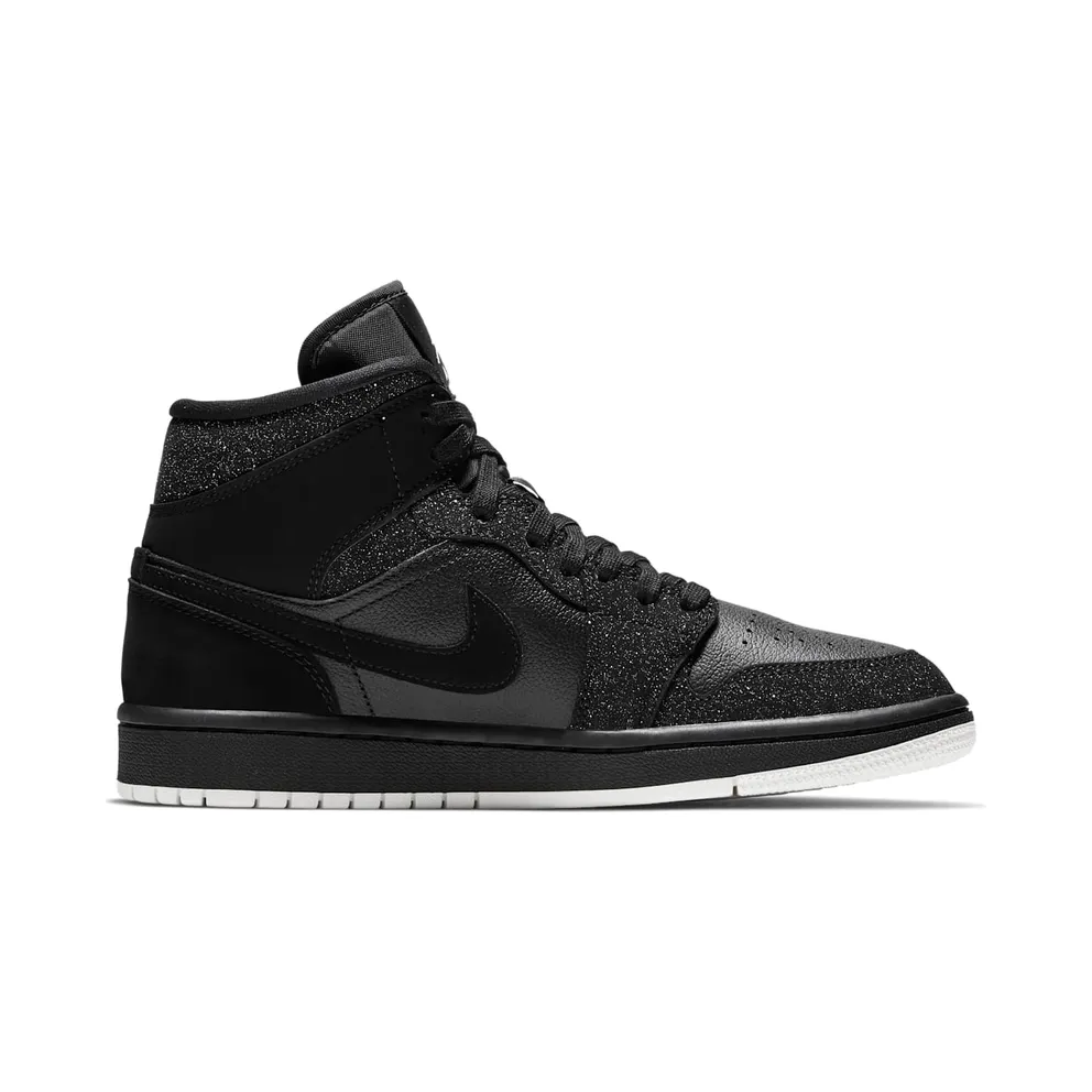 Air Jordan Nike AJ I 1 WMNS Mid Glitter Black (BQ6472-001)
