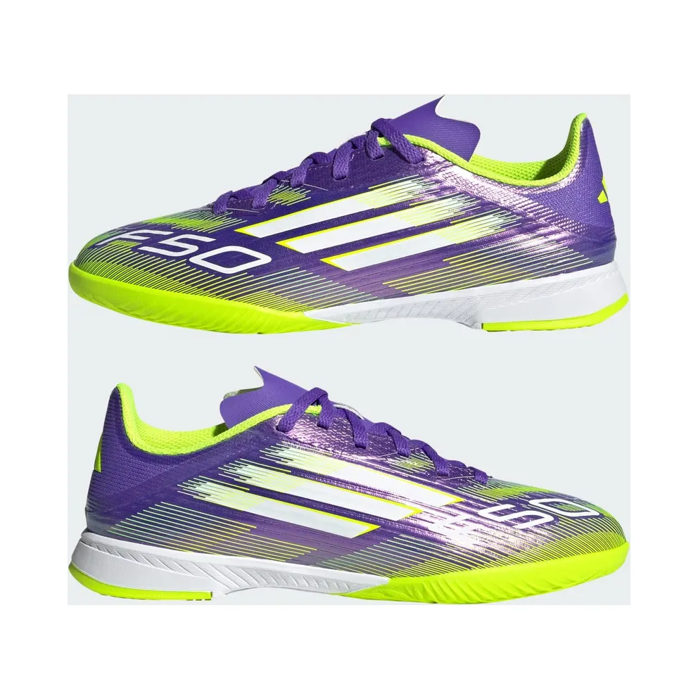 adidas F50 League Indoor Boots Kids “Purple Rush / Cloud White / Lucid Lemon” (JH7750)