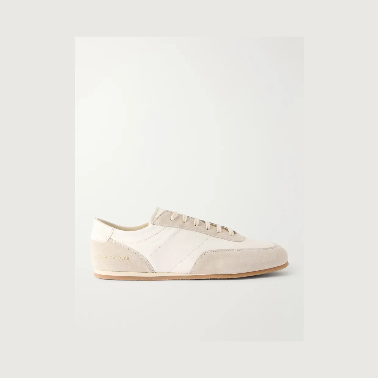 Common Projects Minimal Runner Suede-Trimmed Leather Sneakers White (5253)