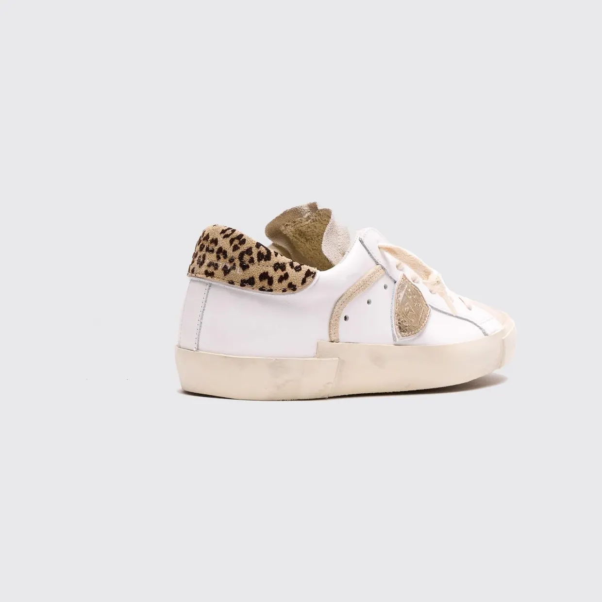 Philippe Model Paris Sneakers in Used Leather and Pony Skin White (PRLDVL14)