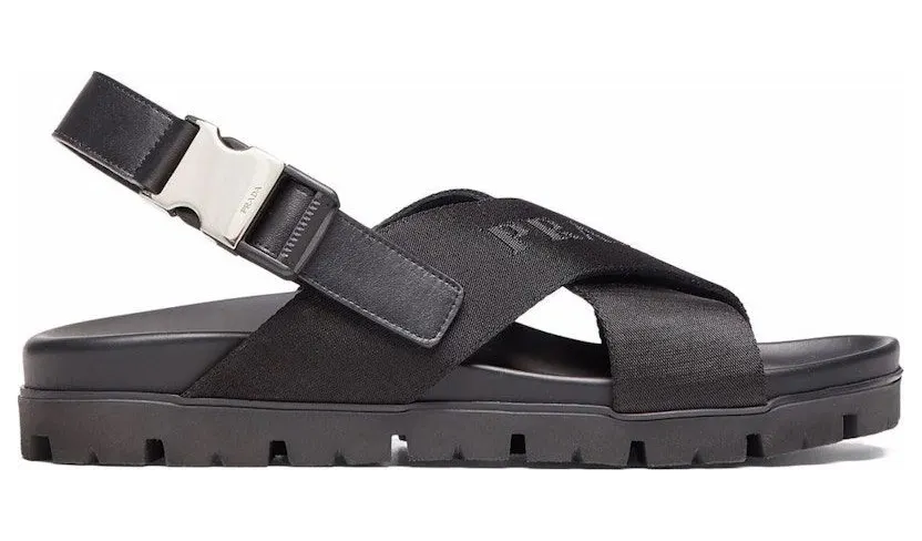 Prada Crisscross Straps Buckle-Fastening Sandal Black (2X30543-L74-F0002)