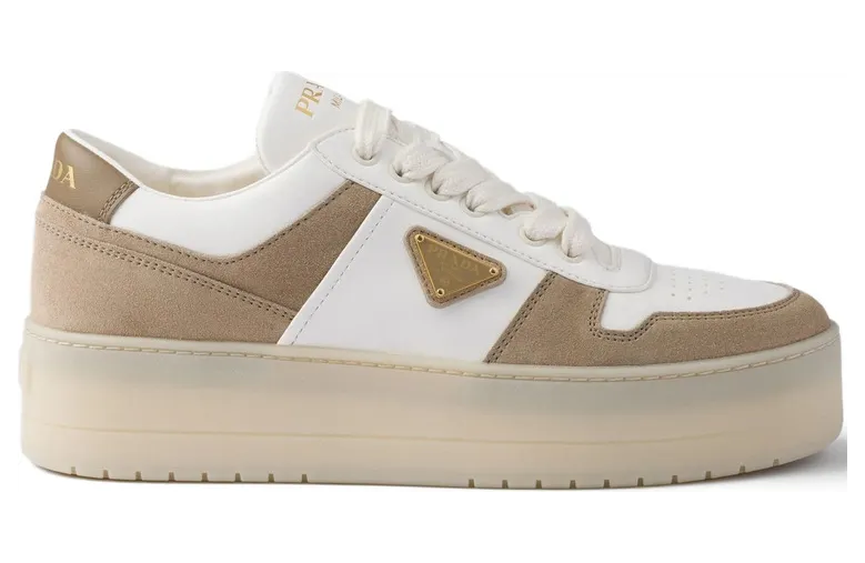 Prada Downtown Bold Nappa Leather and Suede “White/Neutrals” (1E792M F D050 MLO F0F24)