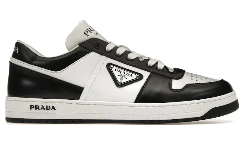 Prada Downtown Leather Low Top White Black (1E792M_3LKG_F0964)