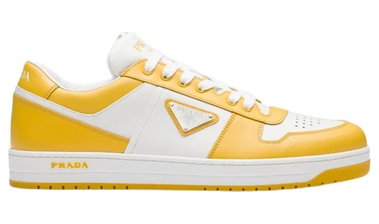 Prada Downtown Low Top Leather White Yellow Sun (2EE364_3LKG_F0A7U)