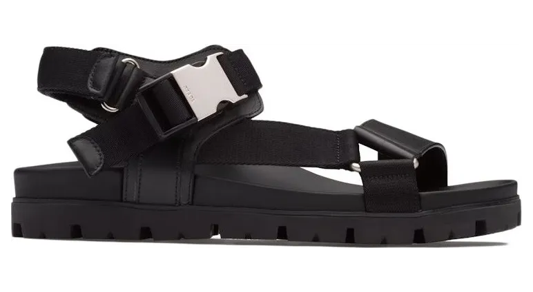 Prada Leather And Technical Fabric Sandal Black (2X3055_3L6E_F0002)