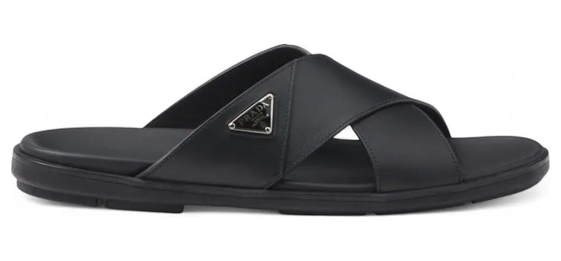 Prada Leather Criss Cross Slide Black (2X3111-3LEM-F0002)
