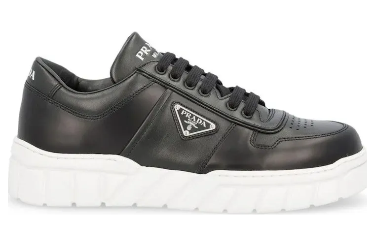 Prada Logo Plaque Lace Up Black White (2EE378 3LJ6 F0632)