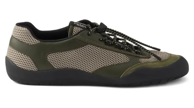 Prada Speedrock Leather and Mesh Fabric “Green/Neutrals” (2EE468 F G000 3ZM0 F0161)
