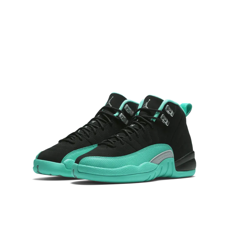 Jordan 12 Retro Hyper Jade (GS) Black/Metallic Silver-Hyper Jade (510815-017)