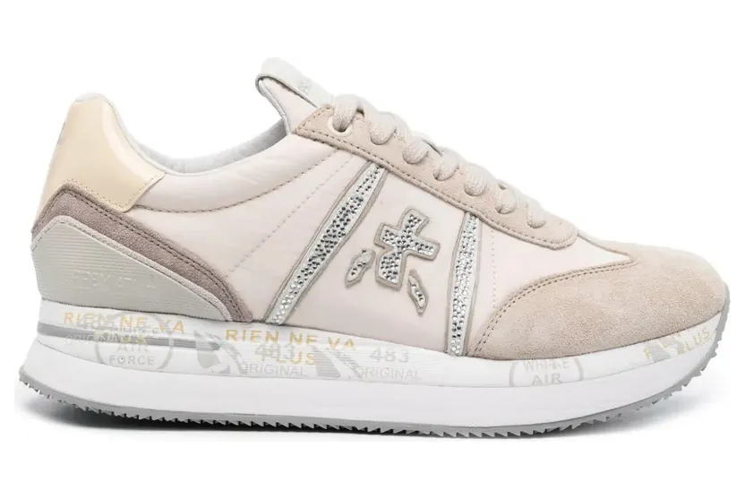 Premiata Conny verfraaid with stras – Beige (CONNY6671C)