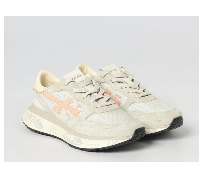 Premiata Lauryn in Leather and Mesh Grey 1 (LAURYN8184)