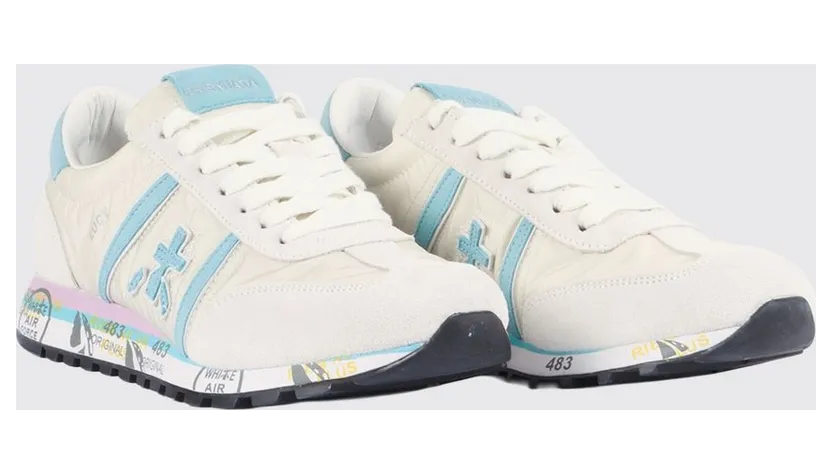 Premiata Lucy Suede And Perforated Fabric White 1 (LUCYD8143)
