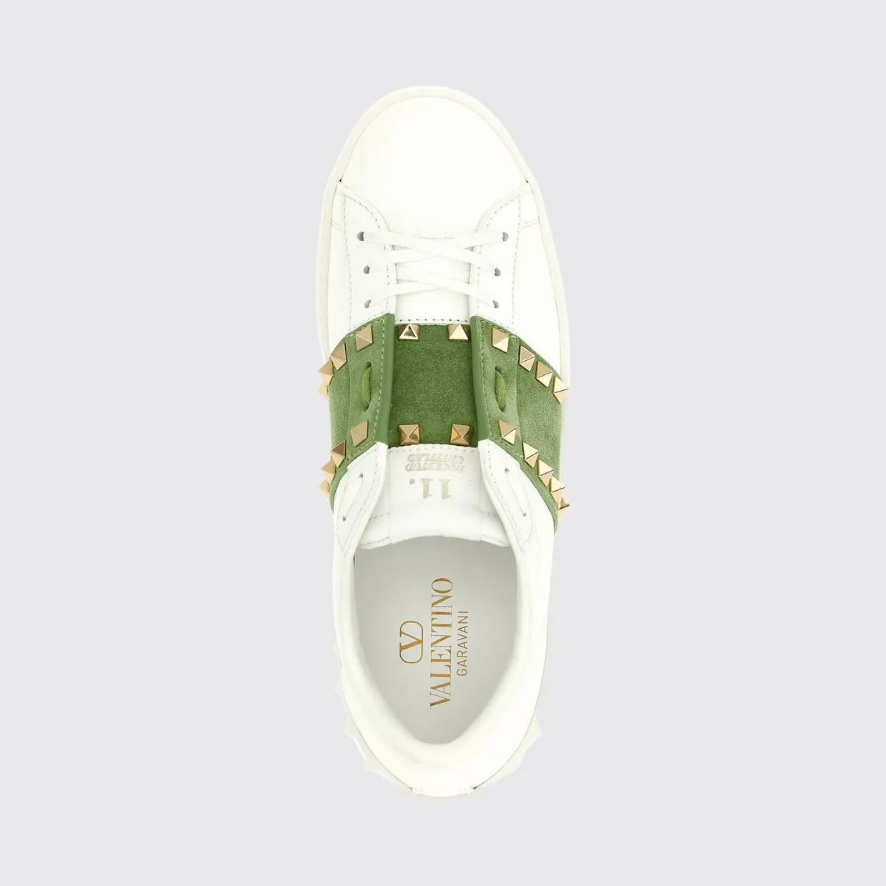 Valentino garavani Rockstud Untitled Leather and Suede Sneakers with Iconic Studs Green (S0A01ZBVDWM) (3)